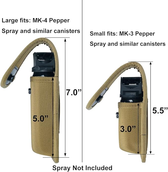 TAFTACFR Molded OC/Mace Spray Pouch, Top Flap Pepper Spray Holster OC/Mace Pepper Spray Black Pouch Hidden Snap(Small for MK3 and Large for MK4)