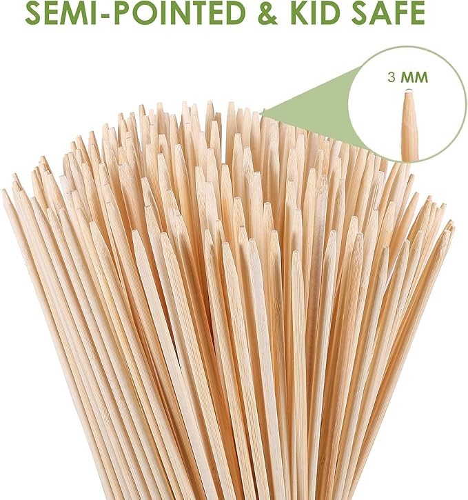 60 PCS Bamboo Marshmallow Roasting Sticks, SMores Skewers, Extra Long 25 Inch Heavy Duty 6mm Thick Wooden SMores Sticks for Open Fire Pits Roaster Barbecue Hot Dog Camping Kebab Sausage Plant Support
