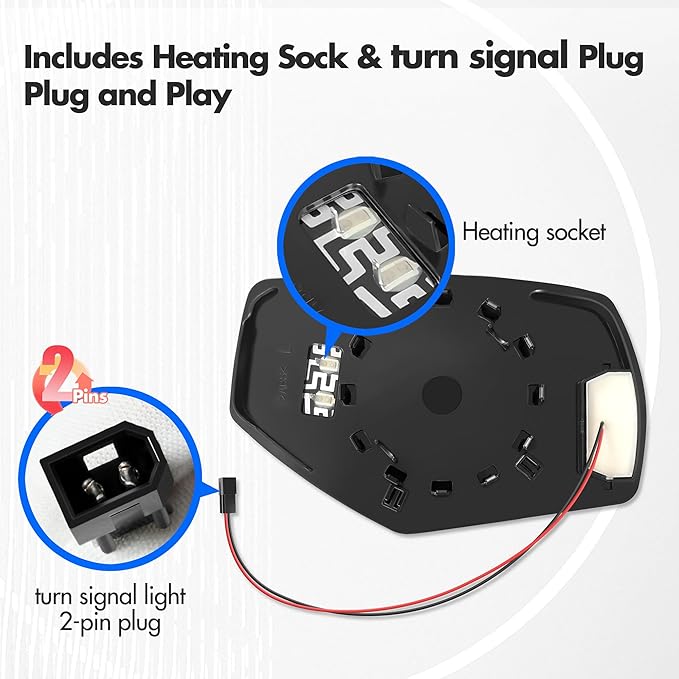 Driver Side Mirror Replacement for 2014-2017 Chevy Silverado 1500 2500HD 3500HD, 2015 2016 2017 GMC Sierra 1500 2500 HD 3500 HD - Mirror Glass with Turn Signal and Spotter Glass, GM1324146