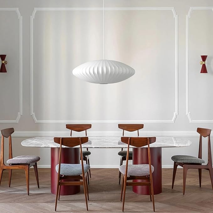 24 Inch Large White Pendant Light,Art Deco Bubble Lamp,Rustic Kitchen Island Pendant Lighting,Farmhouse Style Hanging Light for Hallway Office