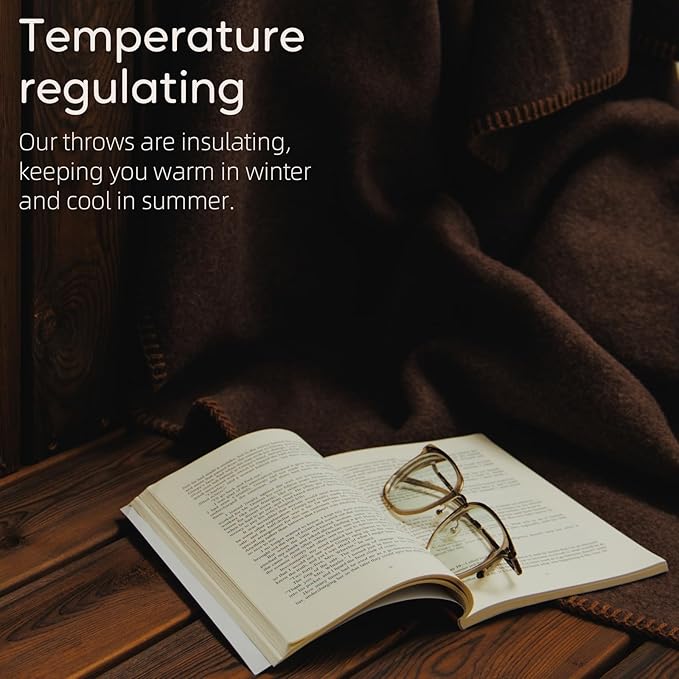 100% Wool Blanket, 62" x 86", Warm, Thick, Washable, Military Wool Blanket, Great for Camping, Outdoors, Sporting Events, Survival Kits, Brown