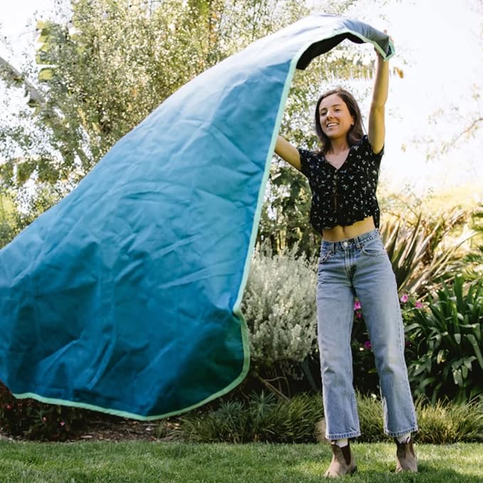 Rumpl Everywhere Mat, Waterproof Picnic Blanket and Ground Mat for Camping, Hiking, and Picnicking, 52x75 Inches, Ocean Fade