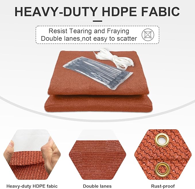 Cool Area Sun Shade Cloth with Grommets 6×19 FT Shade Panel Shade Tarp Screen Fabic for Outdoor Patio Pergola Cover Deck Garden, Terra Red (Customized)