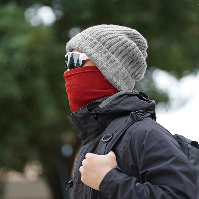 ACUSHLA 100% Merino Wool Neck Gaiter Ski Face Mask Scarf Neck Warmer for Men & Women All Weather