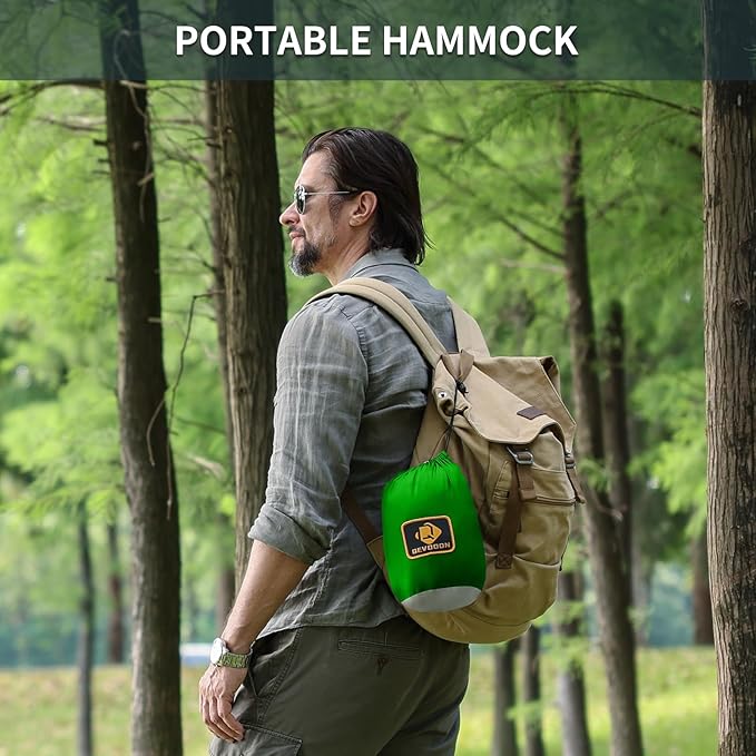 Camping Hammock with Net,Portable Lightweight Double Hammocks with Tree Straps and Solid D-Shape Carabiners,Parachute Nylon Hammock for Backpacking Beach Backyard Patio Hiking Green&Grey
