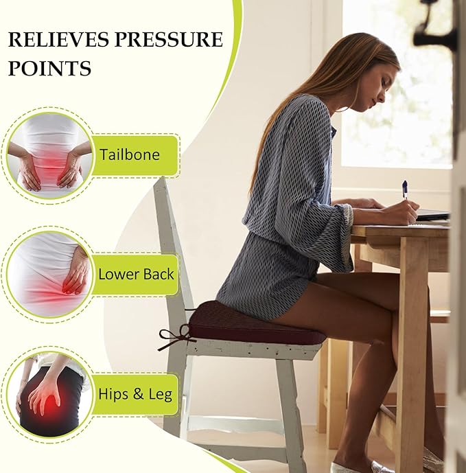 Chair Cushions for Dining Chairs, Indoor Chair Cushions with Ties，Waterproof Chair Pads Set of 6, Brown, 17x16x2.5 Inch