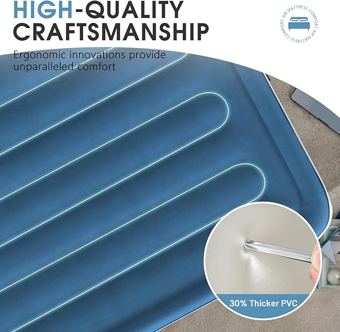 DIVON Air Mattress Full with Built in Pump,18’’Thicken Inflatable Mattress in 3 Mins,Foldable Blow Up Mattress,Portable Full Size Air Mattress for Camping,Travel&Floor,Air Bed for Adults,660lbs