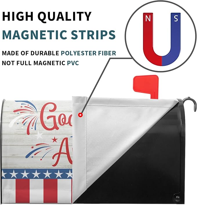God Bless America Magnetic Mailbox Cover - Happy 4th of July Independence Day - Oversize 25.5''x21'' for Home Outdoor Garden Yard - Holiday Mailboxes Wraps Letter Post Box