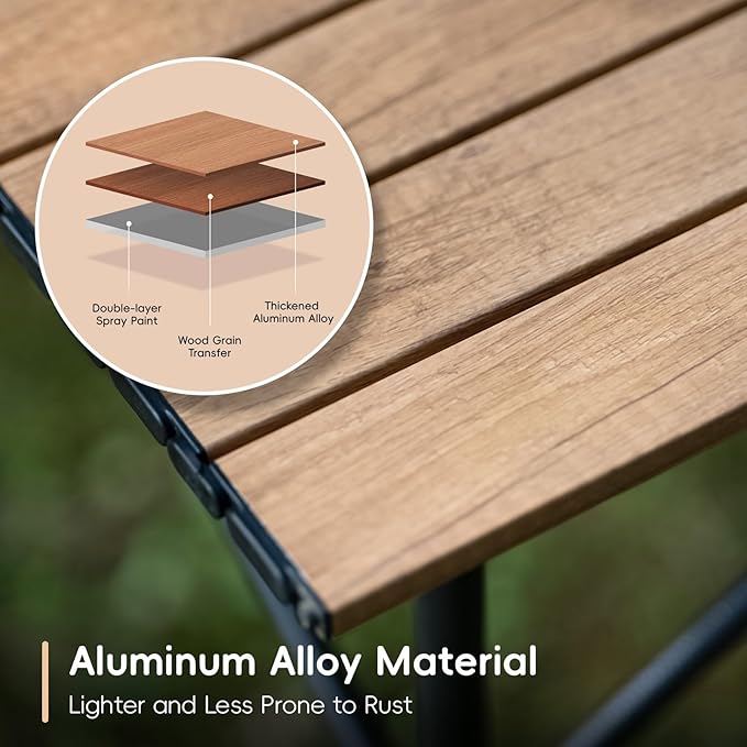 Camping Table Folding Camp Table Roll Up Surface Lightweight, Collapsible Height Adjustable Suitable for Picnic Adults with Carry Bag for Indoor Outdoor BBQ Picnic Gathering Patio