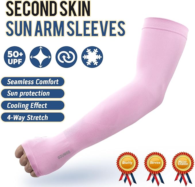 GOUNOD Sun Protection Cooling Arm Sleeves with Thumb Holes - Gardening Outdoors Sports Workouts Sunscreen Arm Sleeves