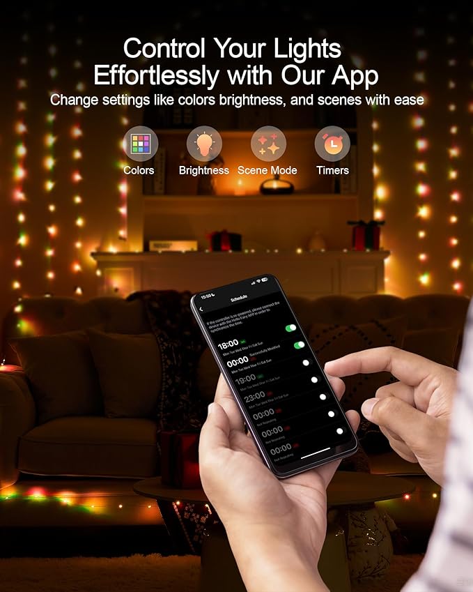 Fairy Lights 32.8 ft USB Powered RGB String Lights with Remote & APP Control, 8 Modes, Waterproof Copper Wire LED Twinkle Lights, Timer Function, Ideal for Christmas, Weddings, and Parties