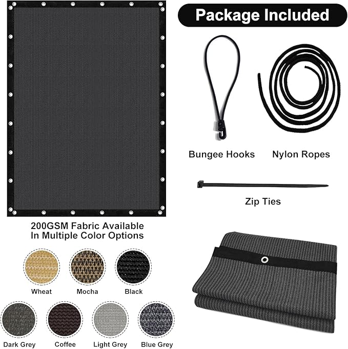 Artpuch 90% Sun Shade Cloth, 3 x 12 FT Pergola Shade Cover Canopy with Grommets, Sun Screen Fabric Tarp for Patio, Outdoor, Garden, Backyard, Dark Grey