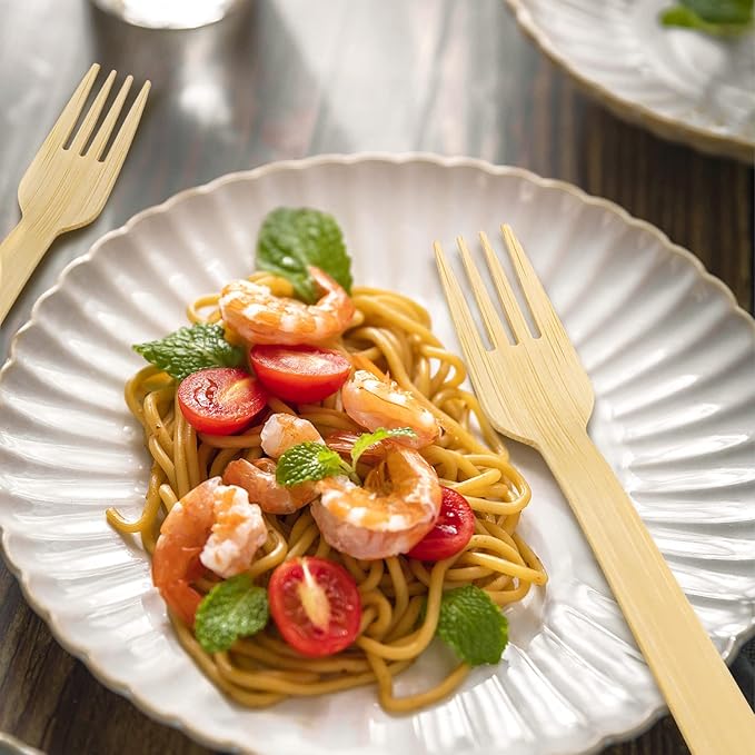 Bamboo Cutlery - 2200 PK 6.7" Bamboo Forks Disposable 100% Compostable Forks Bulk Biodegradable Renewable Natural Utensils for Travel/Camping/Wedding/Party Asin