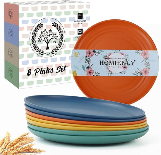 Homienly 5.7 Inch Small Plates-Wheat Straw Mini Plate, Unbreakable Plate Set Ideal for Dessert, Appetizers, Small Serving, Side Dish, Lightweight Dessert Dishes Plates, Set of 8, Colorful