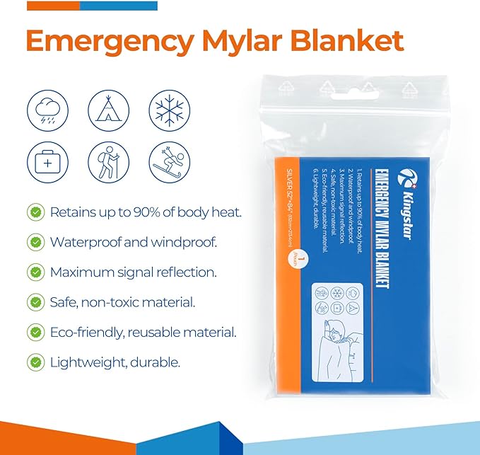 Emergency Blankets (120 Packs, 84" L x 52" W) Mylar Thermal Blankets for Survival and Protection,Space Blanket Survival Kits Camping Blanket, Ideal for Outdoors, Hiking, Survival, Marathons