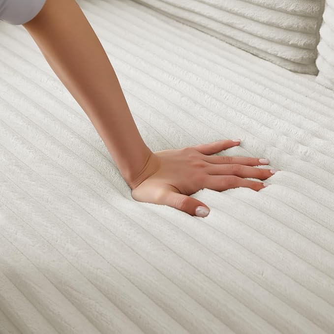 68.11" Corduroy Sleeper Chair Bed with USB Port, Cup Holders & Side Storage Pockets – 3-in-1 Foldable Sofa Bed for Guest Room, Living Room – White