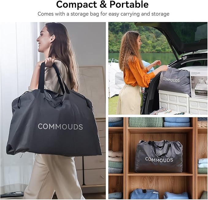 COMMOUDS Twin Air Mattress with Built-in Battery Powered Removable Pump, 13" High Inflatable Mattress, Portable Blow up Mattress, Air Bed for Camping, Home and Guest