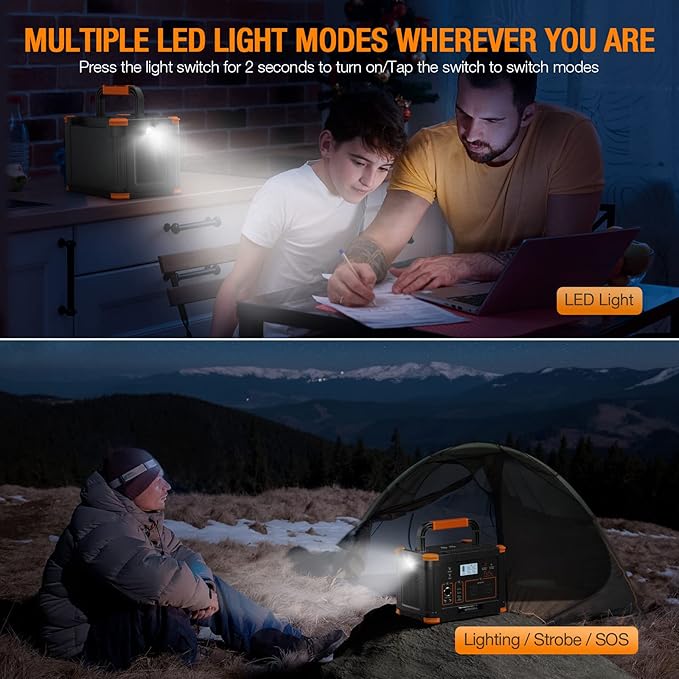 500W Portable Power Station with 100W Solar Panels 519Wh Solar Generator Outdoor Backup Lithium Battery Pack Power Supply with AC Outlet 110V for Tent Camping Home Emergency Traveling RV Trip