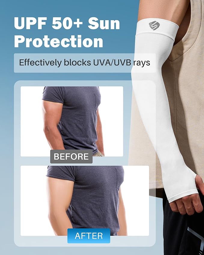 Arm Sleeves for Men Women UV Sun Protection Compression Arm Warmer Tattoo Cover Up, Sports Golf Cooling Sleeves