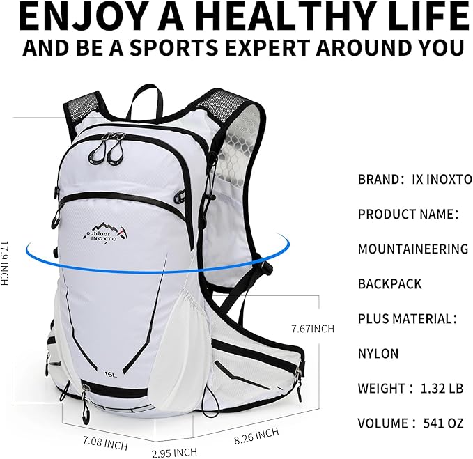 16L Hydration Backpack with Free 2-Liter Water Bladder,The Lightweight Hydration Pack for Cycling, Hiking, Skiing