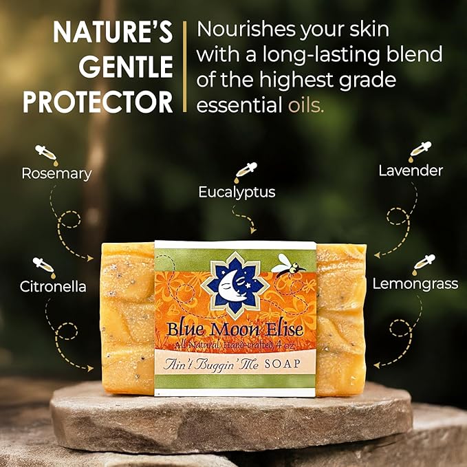 Ain't Buggin Me Citronella Soap - Natural Handmade Soap Made with Pure Citronella, Eucalyptus and Lemongrass Essential Oils - A Must-have for Camping and Outdoor Activities (3pk)
