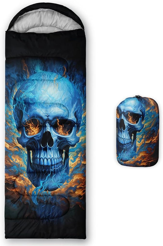 AILONEN Blue Glowing Basketball Sleeping Bag for Kids Boys,Warm and Cool Weather,Lightweight,Waterproof Backpacking,City Theme Ball Sports Sleeping Bag for Camping