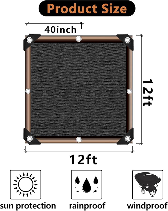 Black Shade Cloth,90% Durable Mesh Tarp with Grommets, Resistant Garden Sun Shade Netting, Shading Antifreezing for Pergola Greenhouse Plants Growing Chicken Coop Shade Cover