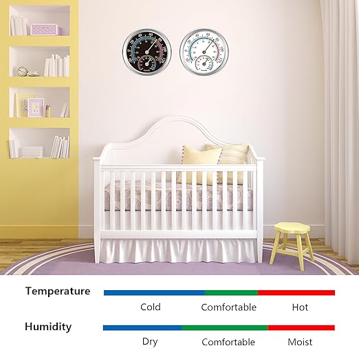 Indoor Thermometer Hygrometer Mini Analog 2 in 1 Temperature Humidity Outdoor Monitor Gauge for Home, Offices, Wall, Display Mechanical (1 Pack)