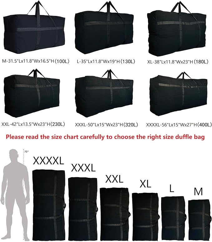 Extra Large Storage Duffle Bag for Travel, Black Oversized Giant Big Traveling Duffle Bag