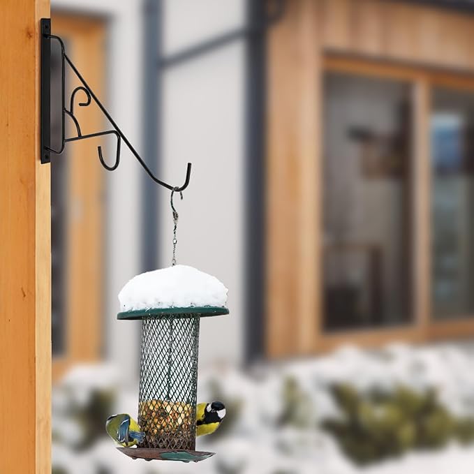 4 Pack 10 Inch Plant Hanger, Hand-Forged Outdoor Wall Plant Hooks, Indoor Hanging Plant Bracket for Flower Basket, Lantern, Bird Feeder, Wind Chime, Doorplate, Fence