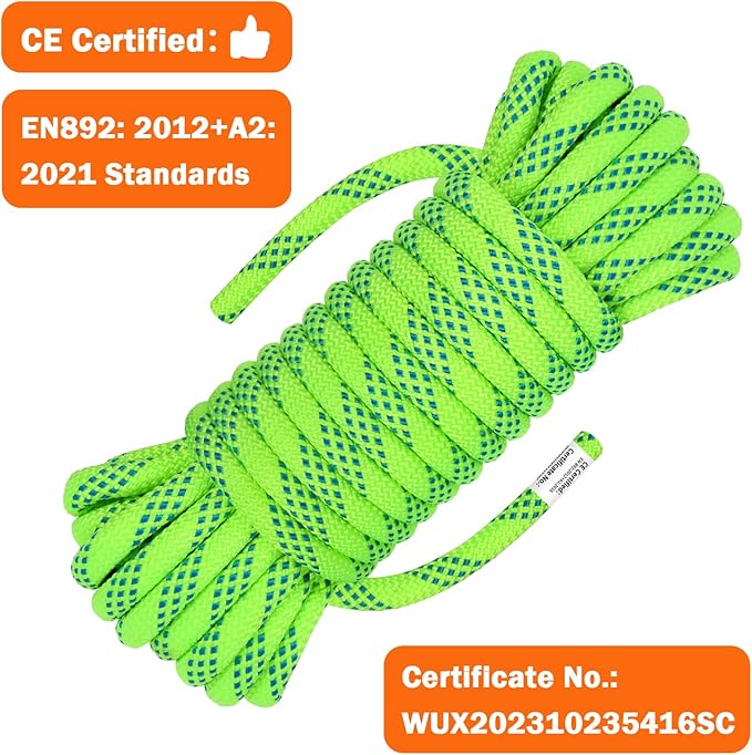 AOLEBA 10.5 mm Static Climbing Rope 10M(32ft) 20M(64ft) 30M(96ft) 50M(160ft) 70M(230ft) Outdoor Rock Climbing Rope, Escape Rope Ice Climbing Equipment Fire Rescue Parachute Rope