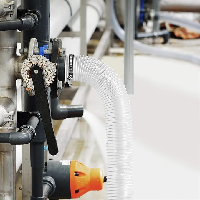 2 1/2" x 10' PVC Clear Dust Collection Hose, Puncture Resistant Fume Collection Hose with 4 Pieces Stainless Steel Clamps, Suitable for Dust Woods Debris Collection