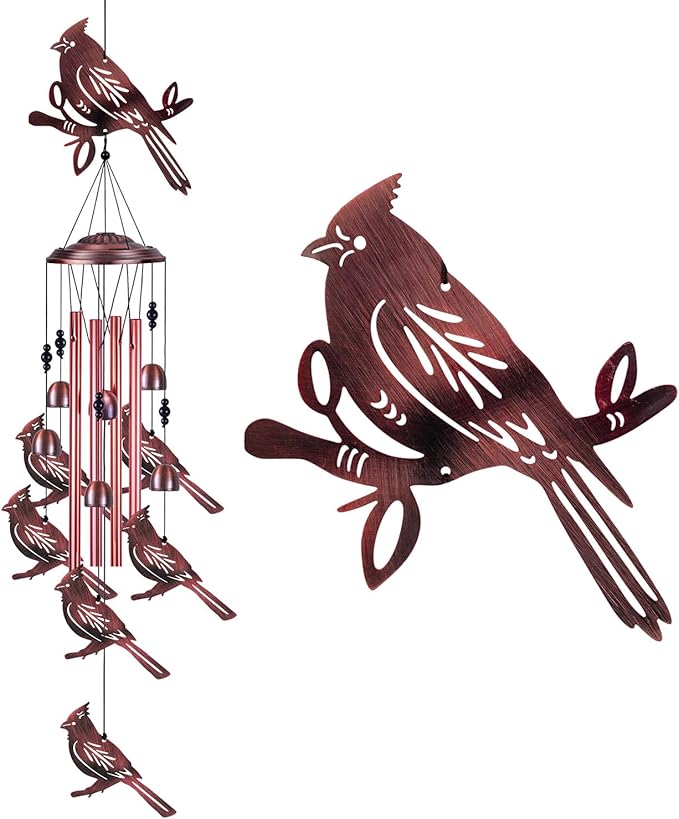 Cardinal Wind Chimes for Garden, Home, Balcony, Yard, Outdoor Decoration, Cardinal Wind Bell, Memorial Wind Chime, Wind Catcher, Blessing Wind Chimes Xmas Gifts for Mom, Grandma, Family, Women, Friend