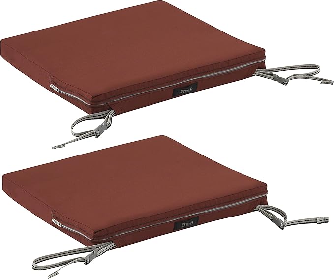 Classic Accessories Ravenna Water-Resistant Patio Chair Seat Cushion, 18 x 18 x 2 Inch, Spice, Patio Furniture Cushions