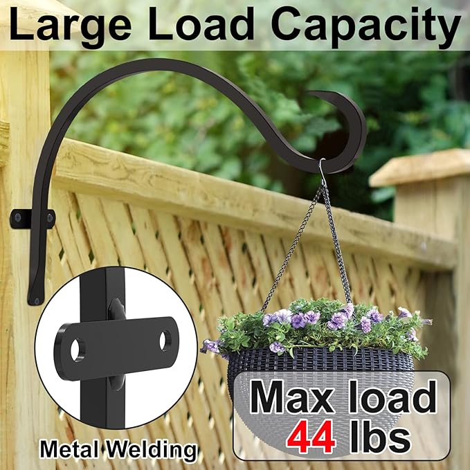 GameXcel Hanging Plant Bracket, 6PCS 12in Large Plant Hangers Outdoor Indoor Heavy-Duty Metal Wall Plant Hooks Plant Hanger with Screws for Home Decor Bird Feeders Lanterns Wind Chimes Decorative