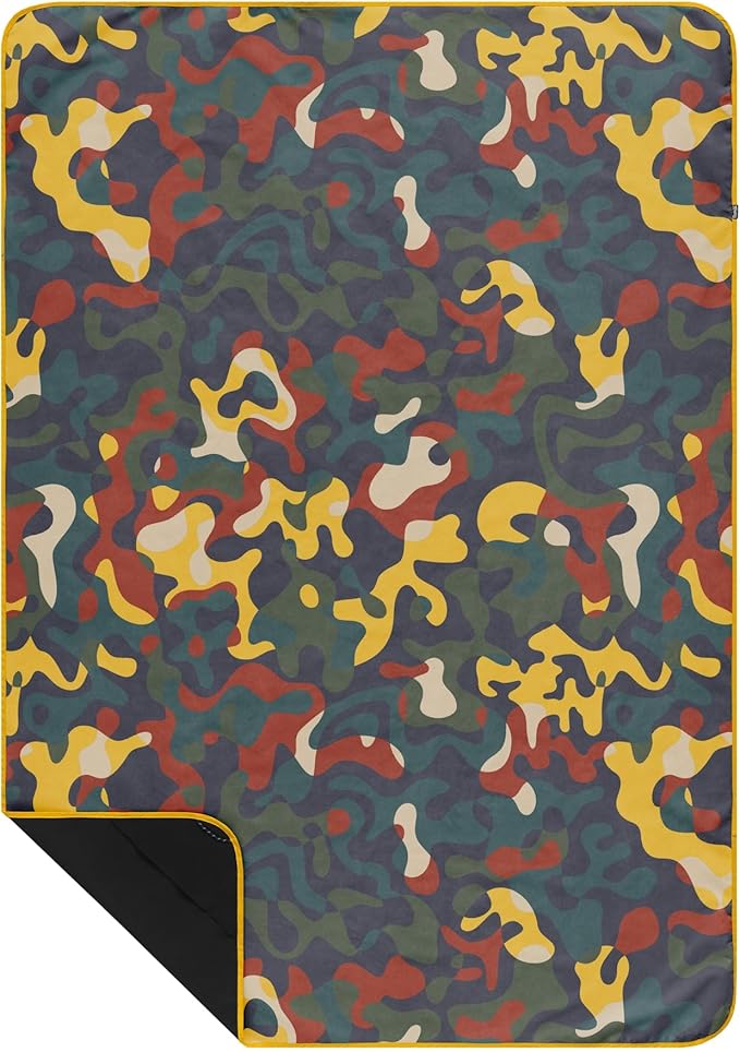 Rumpl Everywhere Mat, Waterproof Picnic Blanket and Ground Mat for Camping, Hiking, and Picnicking, 52x75 Inches, Rustic Abstraction