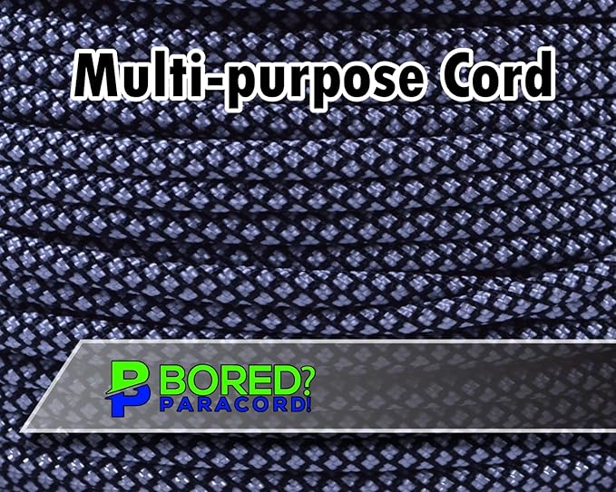 BORED? PARACORD! 550 lb Paracord - Ideal for Crafting, Camping, DIY Projects, Active & Military Outdoors - Strong Survival Rope - Tactical Parachute Cord Type III - Silver Diamonds 1000 Feet