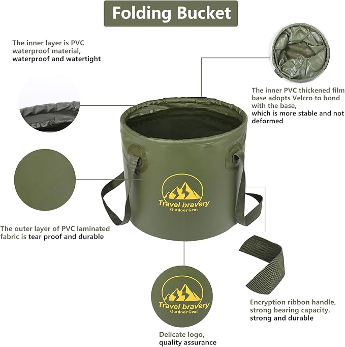 Durable Multifunctional Portable Folding Bucket Water Supplies for Outdoor Garden Camping Fishing Car Wash Space Saving (20l-20L, Grey)