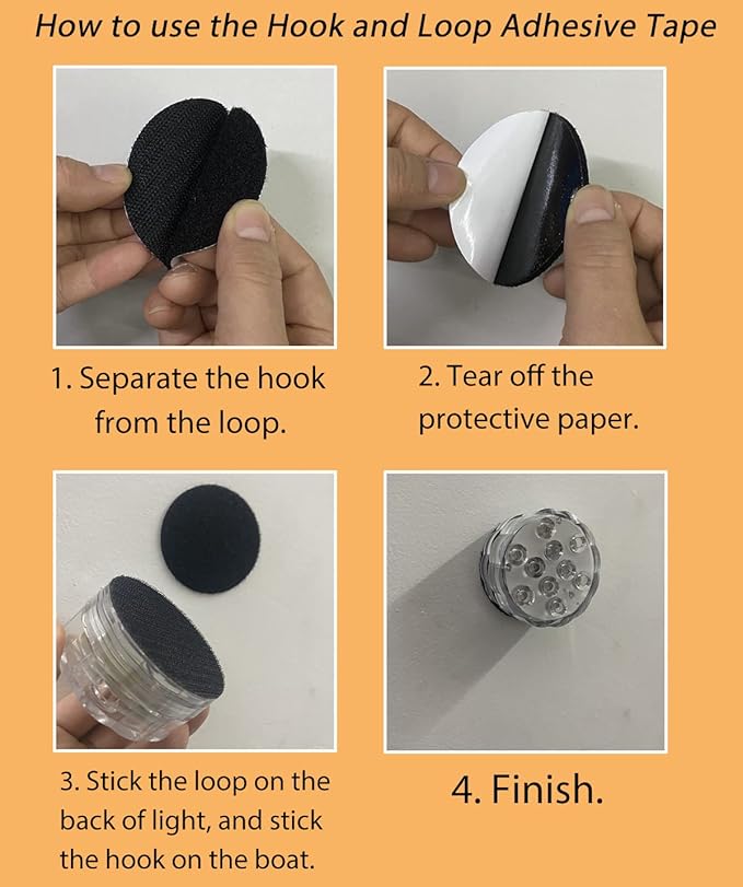 Boat Lights Wireless Battery Operated, Waterproof Marine Led Light for Deck Courtesy Interior Lights, Fishing Kayak Duck Jon Bass Boat, RGB Multi Color Remote Controlled, 4pcs