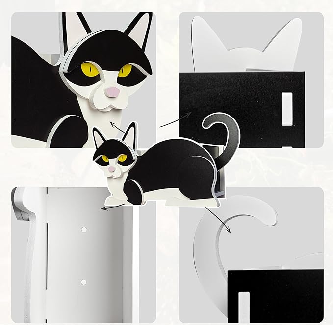 Black and White Cat Planter, Pet Shape Garden Pots Plant Pots for Indoor/Outdoor Gardens Decoration, Cute, Surprise Gifts/Souvenirs for Pet Lovers