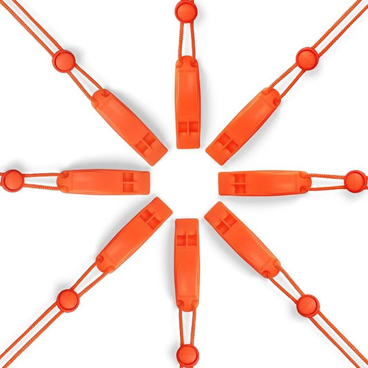 2-Pack Whistle Emergency Safety with Lanyards - High Decibel Survival Whistle for Life Jackets, Boating, Kayaking, Hiking, Hunting & Rescue