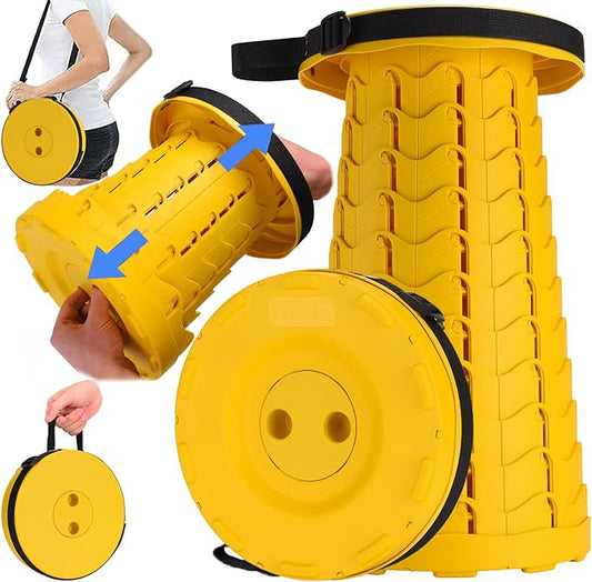 Fishboy Upgraded Collapsible Stool, 400lbs Max Weight, Lightweight But Sturdy, Portable Retractable Folding Telescoping Foldable Camping Stool for Adults Outdoor Fishing Hiking Gardening Travel BBQ