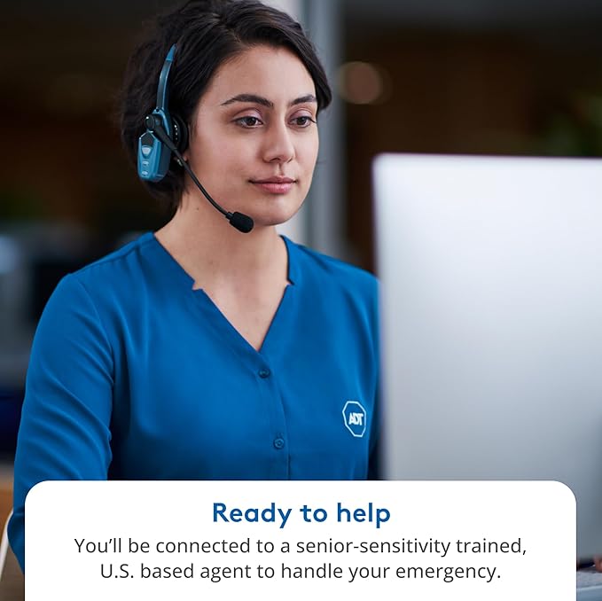 ADT Medical Alert Plus - in-Home Medical Alert System for Seniors - Cellular 4G Coverage, 600ft Pendant Range, Home Temperature Monitoring, 24/7 U.S. Based Monitoring (Black Wristband)