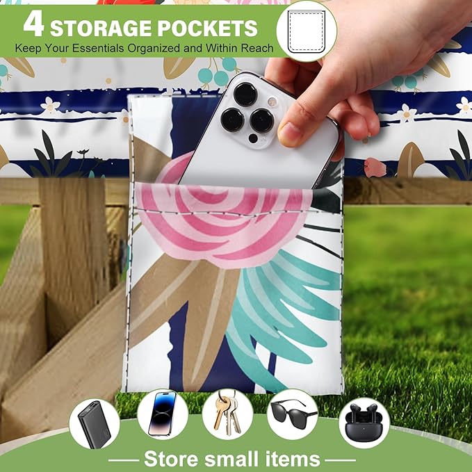 Fitted Picnic Table Cover with Bench Covers Set, Waterproof Lightweight Rectangle 72in Folding Table Cloths Canopy Shade Slipcover Cool Unique Fun Camping Gift for Camper Women Men Family Rv Owners