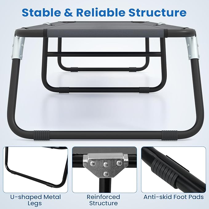 GYMAX Folding Camping Cot, Portable Ultralight Compact Sleeping Cot Bed for Adults with Oxford Fabric, for Outdoor Travel Backpacking Hiking Patio Home Office, 330LBS (Grey)