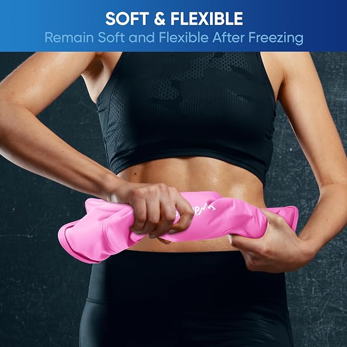 APEXUP Gel Ice Packs for Injuries Reusable, Flexible Double Sided Cold Packs for Injuries, Ice Pack for Knee, Shoulder, Back, Hip, Leg, Arm (Pink, L, 1PK)