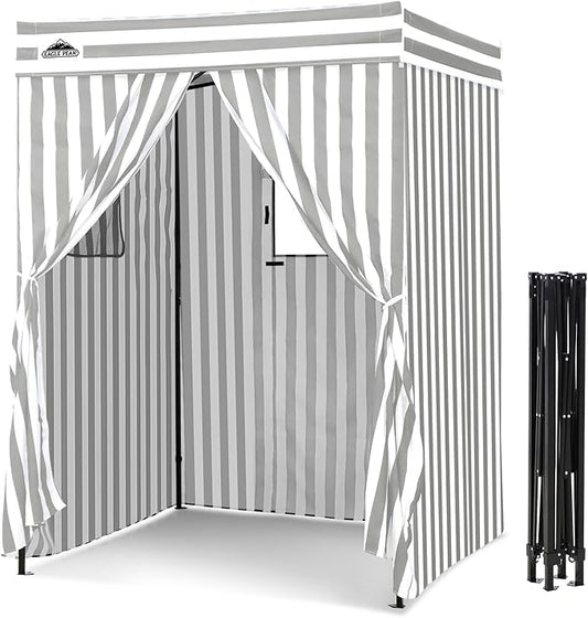EAGLE PEAK Flex Compact 5x5 Pop-up Canopy Changing Room, Portable Privacy Dressing Room for Indoor Fashion Photoshoots, Camping, or Pool, Gray/White