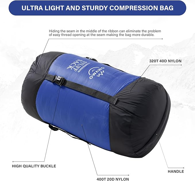 Compression Sack, 12L/19L/32L/46L/53L Water-Resistant Sleeping Bag Stuff Sack,Anti-Tear Ultra Light 400T 20D Nylon Storage Bag,Space Saving Gear for Camping Hiking Travel 1Pcs