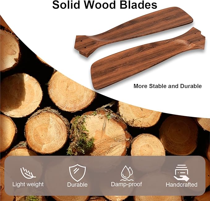 Obabala 42IN Ceiling Fans with Lights and Remote 3 Wood Blades Outdoor Ceiling Fans Noiseless DC Motor Modern Ceiling Fan for Patios Indoor Outdoor (Walnut, 42IN)