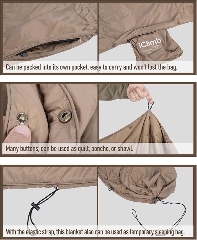 iClimb 3M Thinsulate Insulation Warm Camping Blanket Ultralight Compact